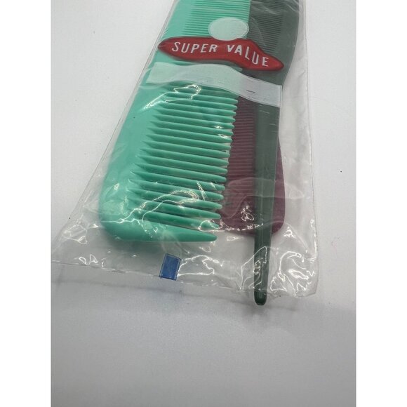 VTG NOS 5 Unbreakable Household Comb Set 1970s Beauty Haircare Sealed Bag - Picture 2 of 4